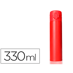 Termo liderpapel aco inoxidavel com dupla cobertura e sistema de abertura facil com botao 330 ml cor vermelho