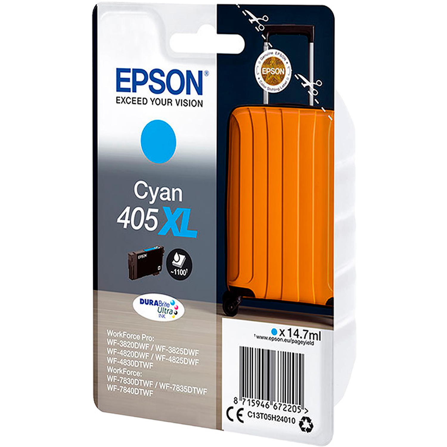 Tinteiro epson 405 xl wf-3820dwf / wf-4820dwf / wf-7830dtwf / wf-7840dtwf alta capacidade cian 4