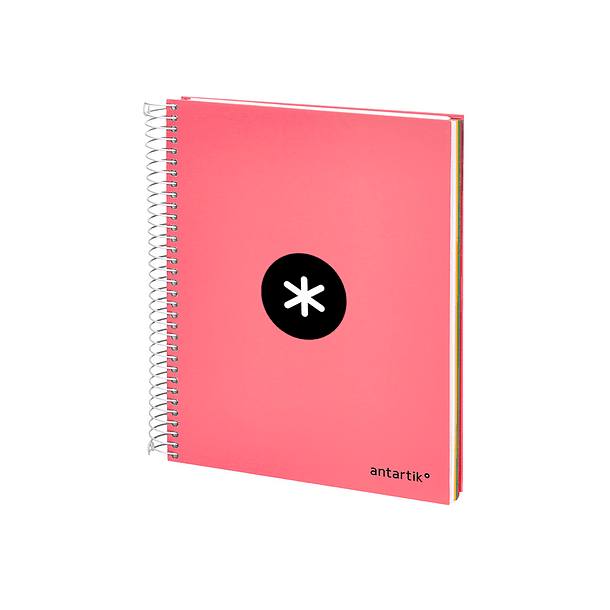 Caderno espiral liderpapel din a5 antartik capa forrada 120 f 100 gr quadricula 5 mm 5 bandas cor coral 5