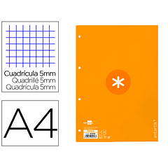 Recarga colada liderpapel antartik quadricula de 5mm din a4 100 f 90 gr 4 furos 1 banda moldura cor mostarda