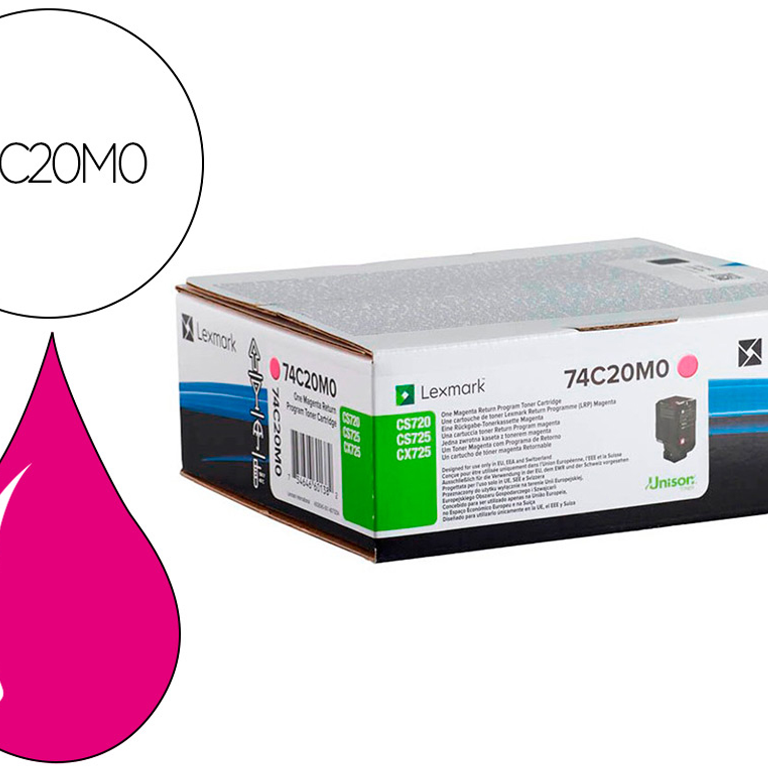 Toner lexmark laser 74c20m0 cx725de / cs720de / cs725de magenta 3000 paginas 2