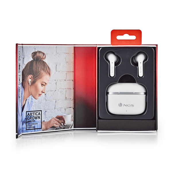 Auricular ngs artica crown sem fios alcance 10 m base de carga controlo tatil autonomia 32 horas usb-c cor branco 8