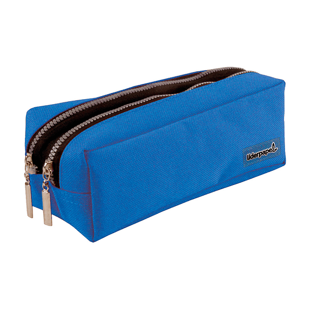 Estojo escolar liderpapel retangular 2 bolsos azul 185x55x70 mm 2