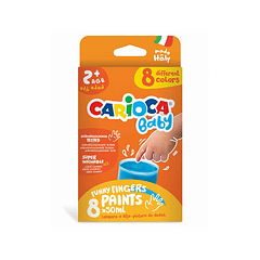 Pintura a dedos carioca baby 50 ml caixa de 8 cores sortidas