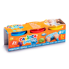 Pasta de modelar carioca baby dough frasco 75 g set de 3 cores sortidas