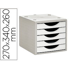 Bloco classificador de gavetas q-connect 5 gavetas cor branco opaco 270x340x260 mm