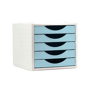 Bloco classificador de gavetas q-connect 5 gavetas cor azul pastel 270x340x260 mm