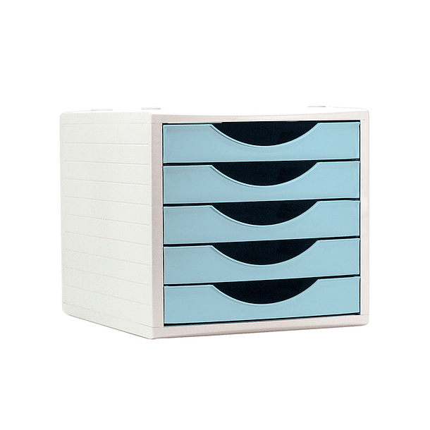 Bloco classificador de gavetas q-connect 5 gavetas cor azul pastel 270x340x260 mm 1