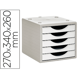 Bloco classificador de gavetas q-connect 5 gavetas cor branco opaco 270x340x260 mm