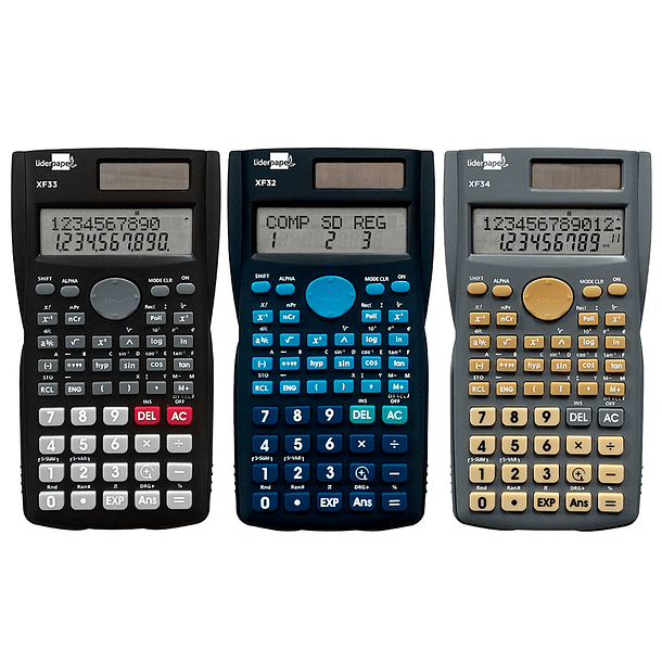 Calculadora liderpapel cientifica xf35 12 digitos 240 funcoes 156x85x20 mm expositor de 10 uds. cores sortidas 1