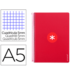 Caderno espiral liderpapel din a5 antartik capa dura 80 f 100 gr quadricula 5mm com margem cor framboesa