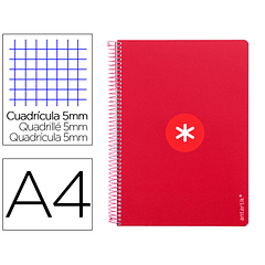 Caderno espiral liderpapel din a4 antartik capa dura 80 f 100 gr quadricula 5mm com margem cor framboesa