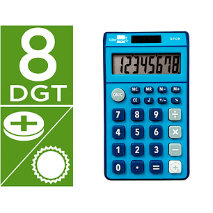 Calculadora liderpapel de bolso xf09 8 digitos solar e pilhas cor azul 115x65x8 mm