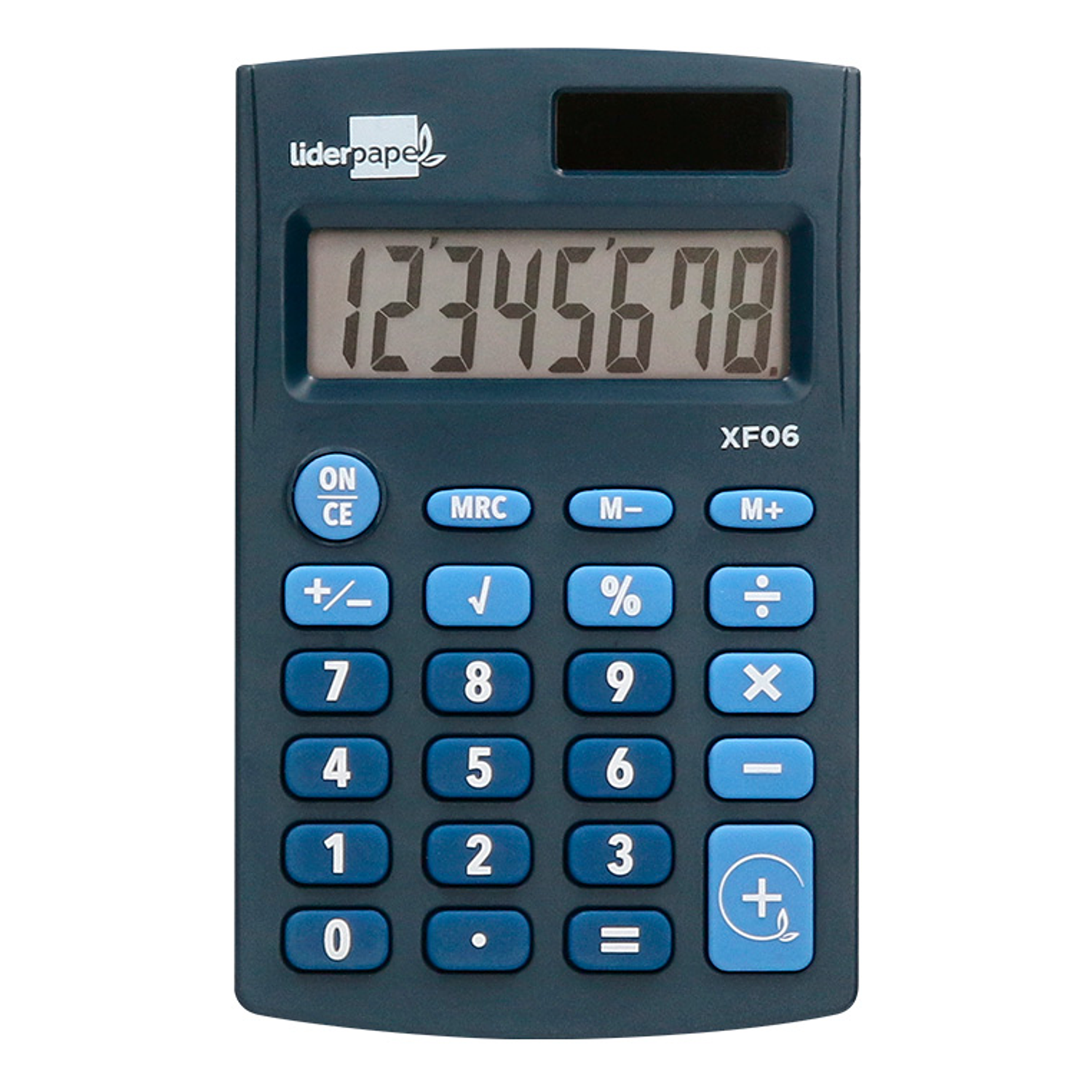 Calculadora liderpapel de bolso xf06 8 digitos solar e pilhas cor azul 98x62x8 mm 3