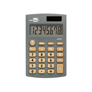 Calculadora liderpapel de bolso xf07 8 digitos solar e pilhas cor cinza 98x62x8 mm