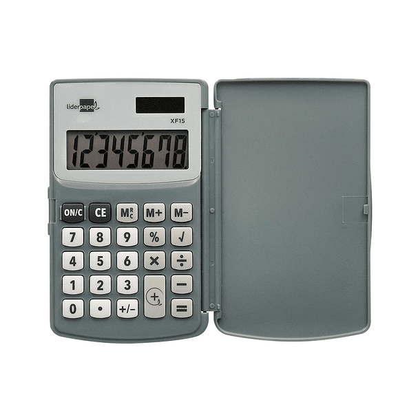 Calculadora liderpapel de bolso xf15 10 digitos com capa solar e pilhas cor cinza 123x75x12 mm 5