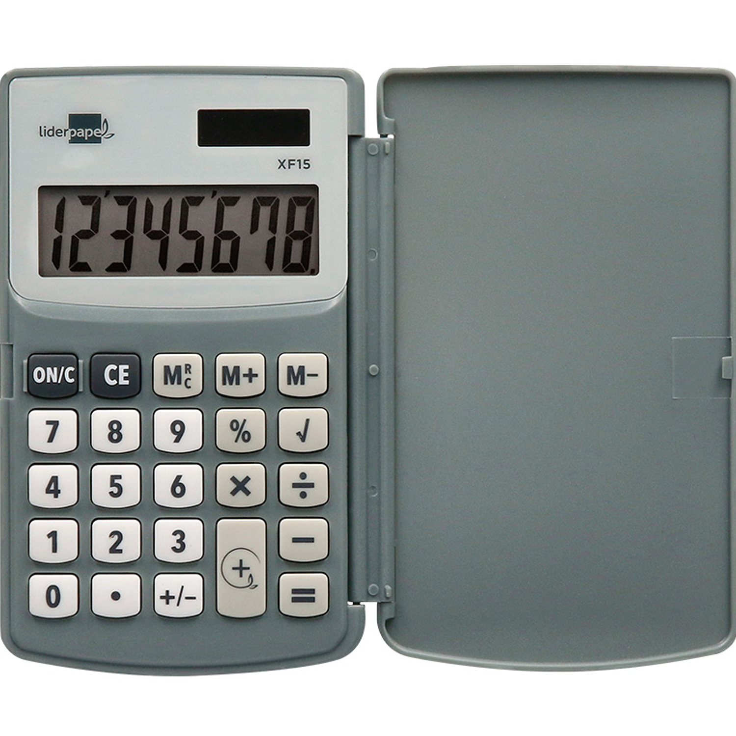 Calculadora liderpapel de bolso xf15 10 digitos com capa solar e pilhas cor cinza 123x75x12 mm 5