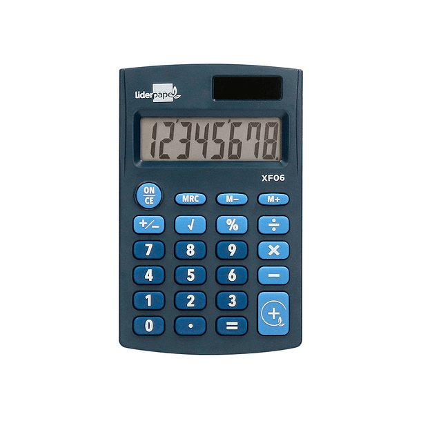 Calculadora liderpapel de bolso xf06 8 digitos solar e pilhas cor azul 98x62x8 mm 4