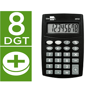 Calculadora liderpapel de bolso xf01 8 digitos pilhas cor preto 99x64x9 mm