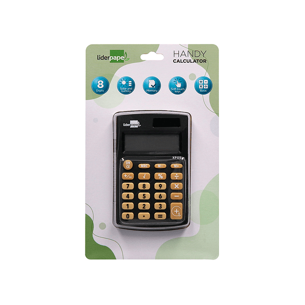 Calculadora liderpapel de bolso xf05 8 digitos solar e pilhas cor preto 98x62x8 mm 4