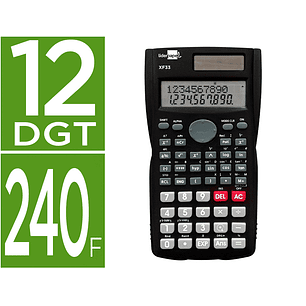 Calculadora liderpapel cientifica xf33 12 digitos 240 funcoes com tampa solar e pilhas cor preto 156x85x20 mm