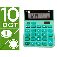 Calculadora liderpapel de secretaria xf24 10 digitos solar e pilhas cor verde 127x105x24 mm