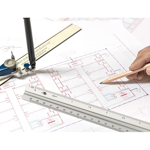 Escala liderpapel aluminio 1:100/1:200/1:250/1:300/1:400/1:500 comprimento 30 cm 5