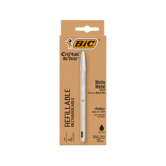 Esferografica bic cristal renew tinta preta pack de 1 unidade + 2 recargas