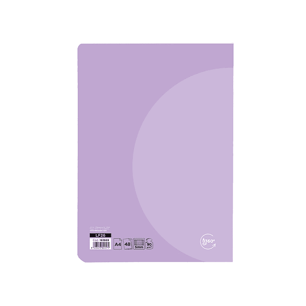 Caderno agrafado liderpapel 360 capa de plastico din a5 48 f 90 gr 5 mm dupla margem cores pastel sortidas 4