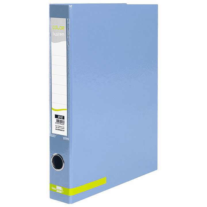 Pasta de arquivo liderpapel color system cartao forrado din a4 2 aneis 25 mm mistos com oculo e porta etiquetas celeste 2