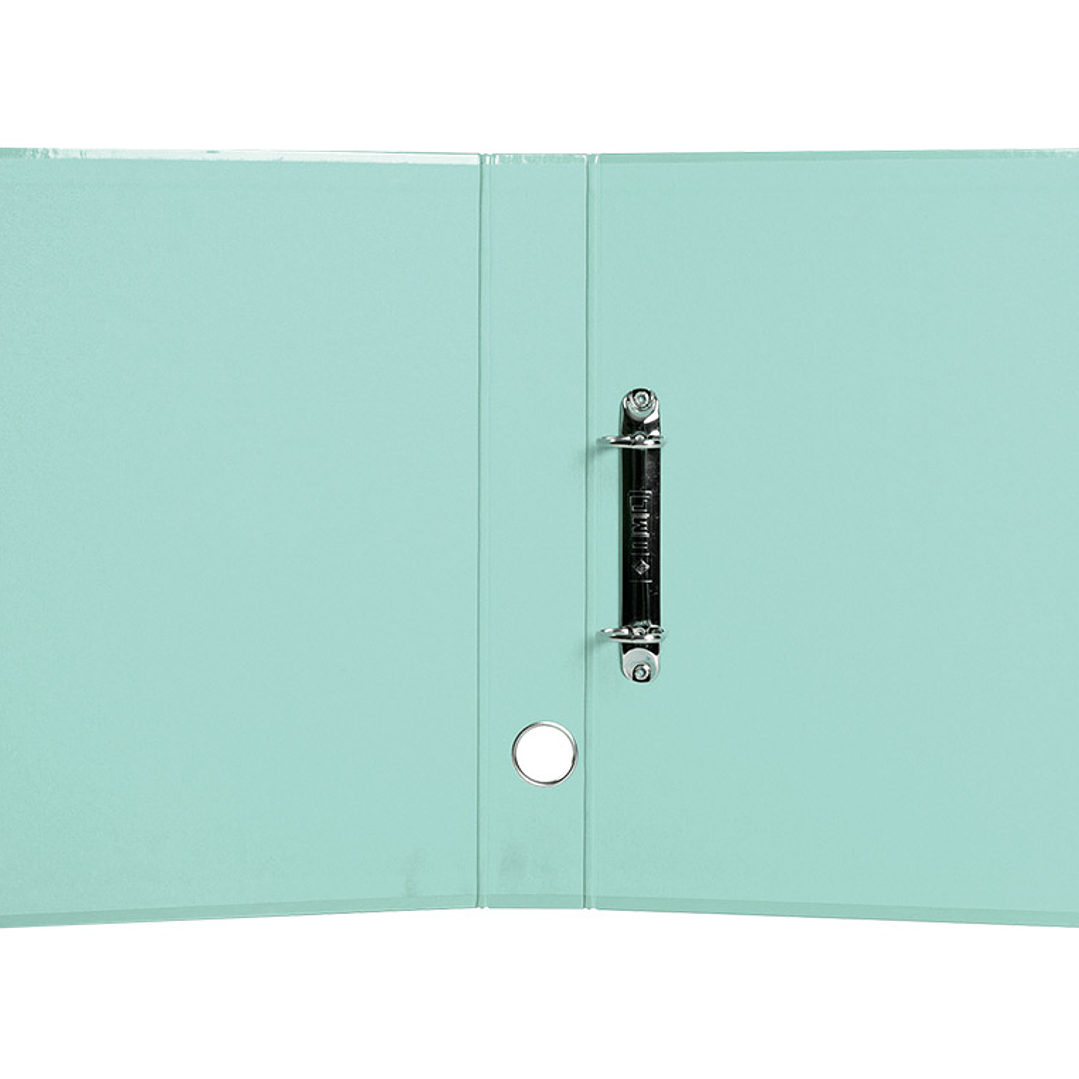 Pasta de arquivo liderpapel color system cartao forrado din a4 2 aneis 25 mm mistos com oculo e porta etiquetas menta 5