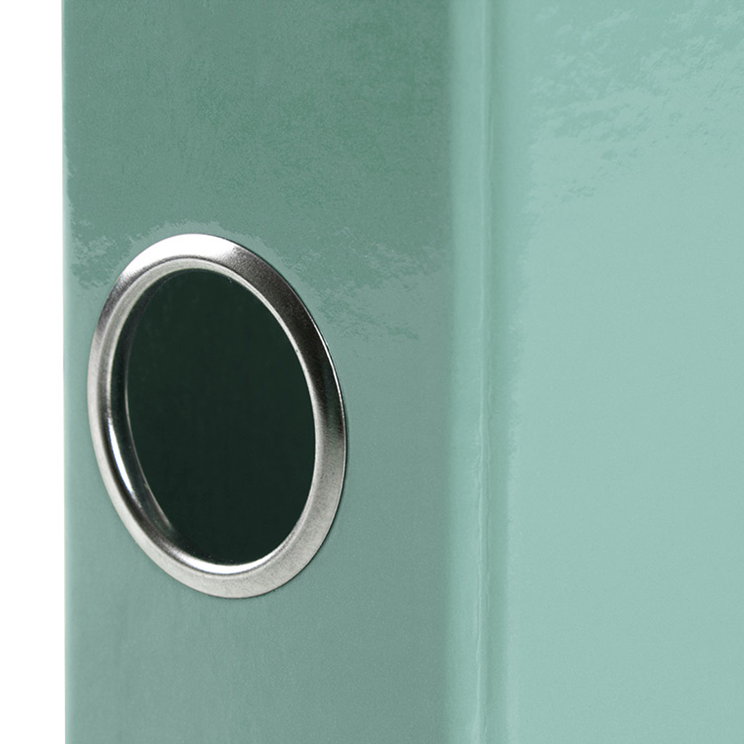 Pasta de arquivo liderpapel color system cartao forrado din a4 2 aneis 25 mm mistos com oculo e porta etiquetas menta 7