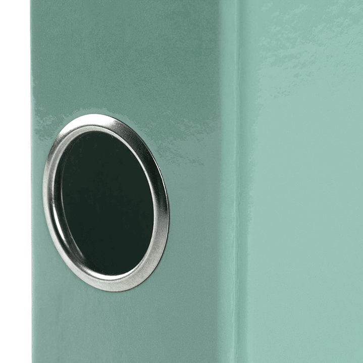 Pasta de arquivo liderpapel color system cartao forrado din a4 2 aneis 25 mm mistos com oculo e porta etiquetas menta 7