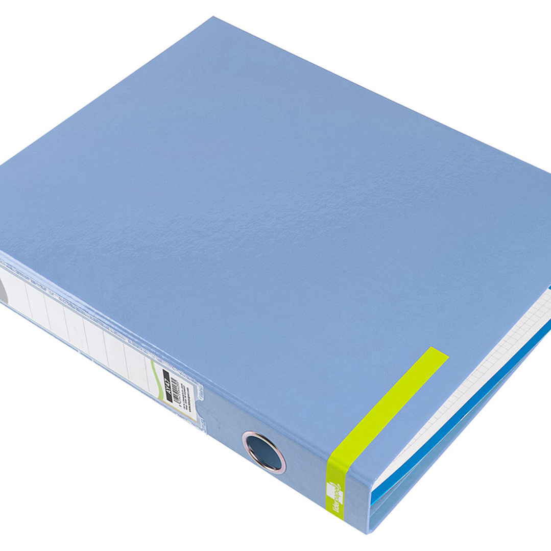 Pasta de arquivo liderpapel color system cartao forrado din a4 2 aneis 25 mm mistos com oculo e porta etiquetas celeste 4