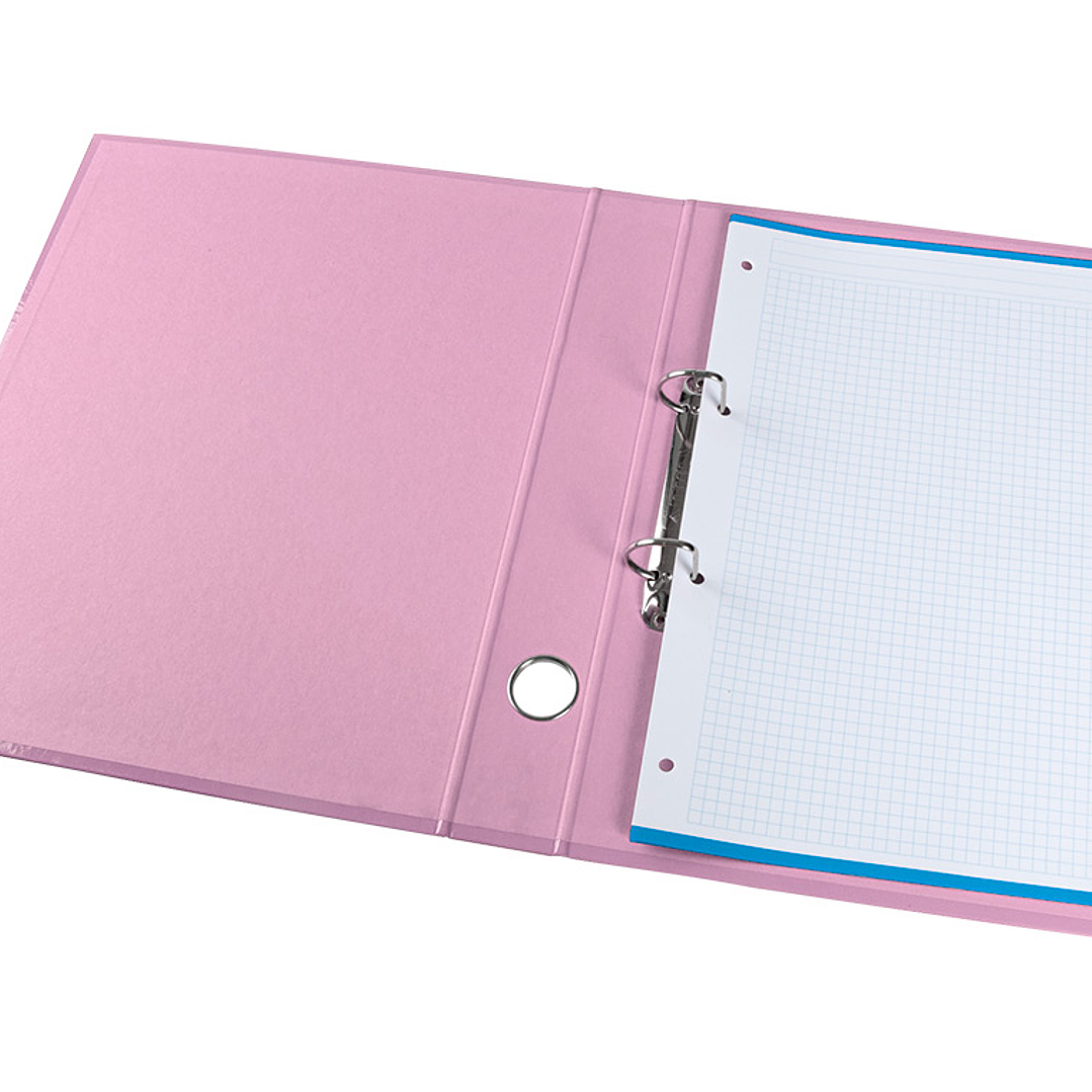 Pasta de arquivo liderpapel color system cartao forrado din a4 2 aneis 25 mm mistos com oculo e porta etiquetas rosa 7