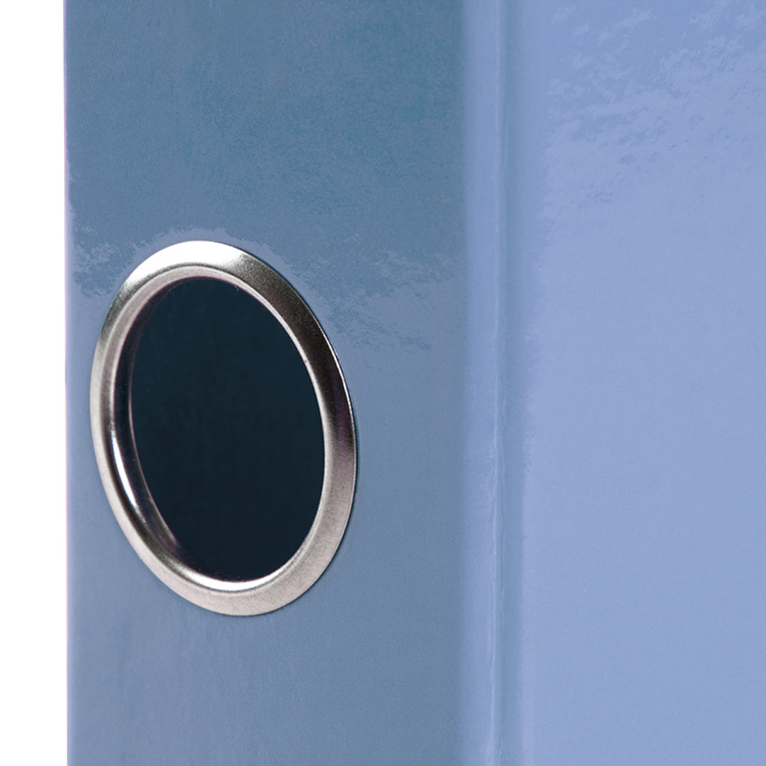 Pasta de arquivo liderpapel color system cartao forrado din a4 2 aneis 25 mm mistos com oculo e porta etiquetas celeste 7