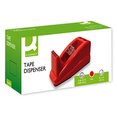 Desenrolador secretaria q-connect plastico para fitas de 33 mt cor vermelho 135x58x60 mm