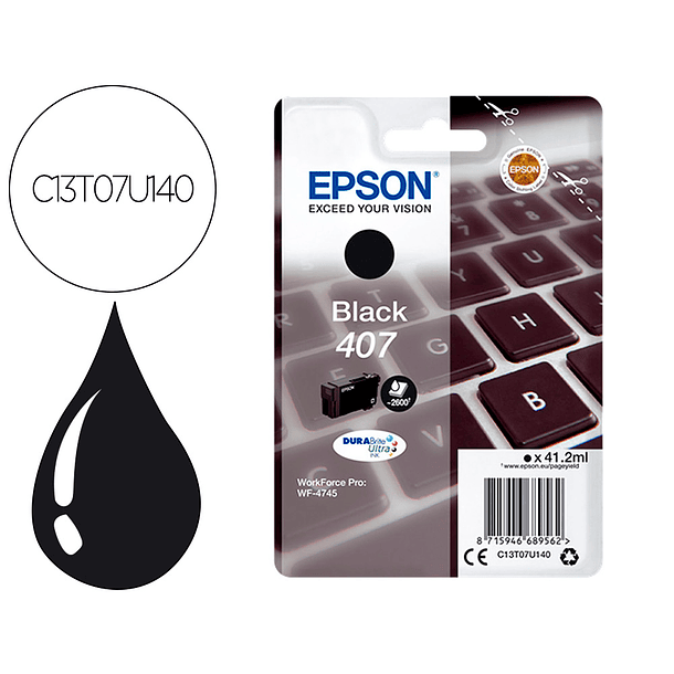 Tinteiro epson 407l clavier wf-4745 series preto 2900 paginas 1