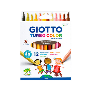 Marcador giotto turbo color skin tones caixa de 12 cores sortidas lavaveis ponta bloqueada