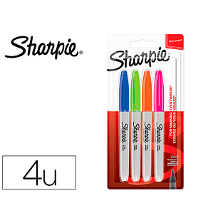 Marcador sharpie permanente fino ponta 1 mm blister 4 unidades cores fantasia sortidas