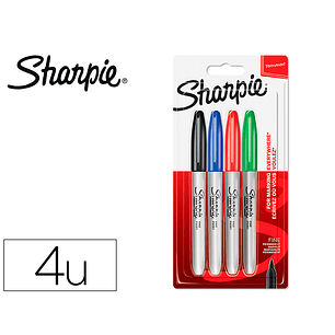 Marcador sharpie permanente fino ponta 1 mm blister 4 unidades cores standard sortidas