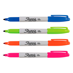 Marcador sharpie permanente fino ponta 1 mm blister 4 unidades cores fantasia sortidas