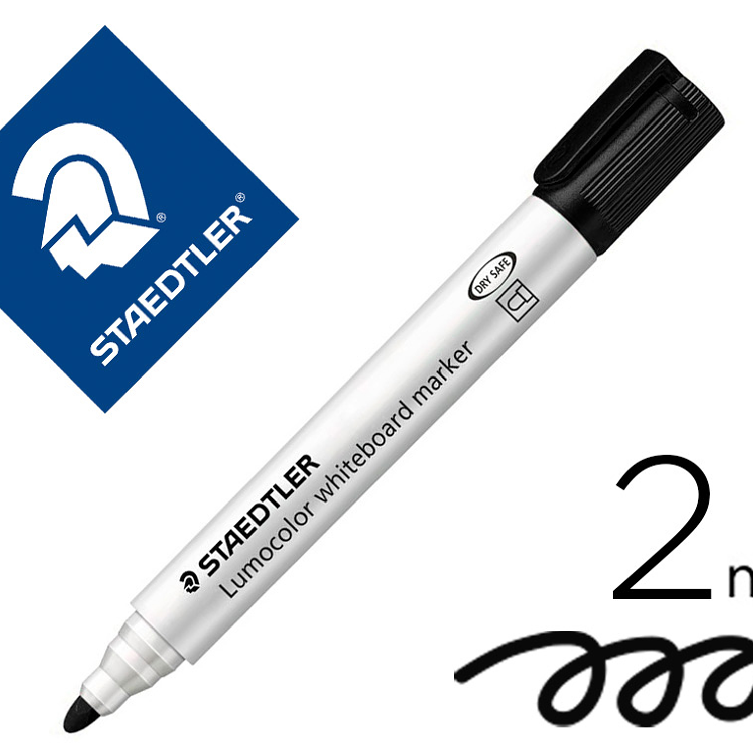 Marcador staedtler lumocolor 351 para quadro branco ponta redonda 2 mm cor preto 2