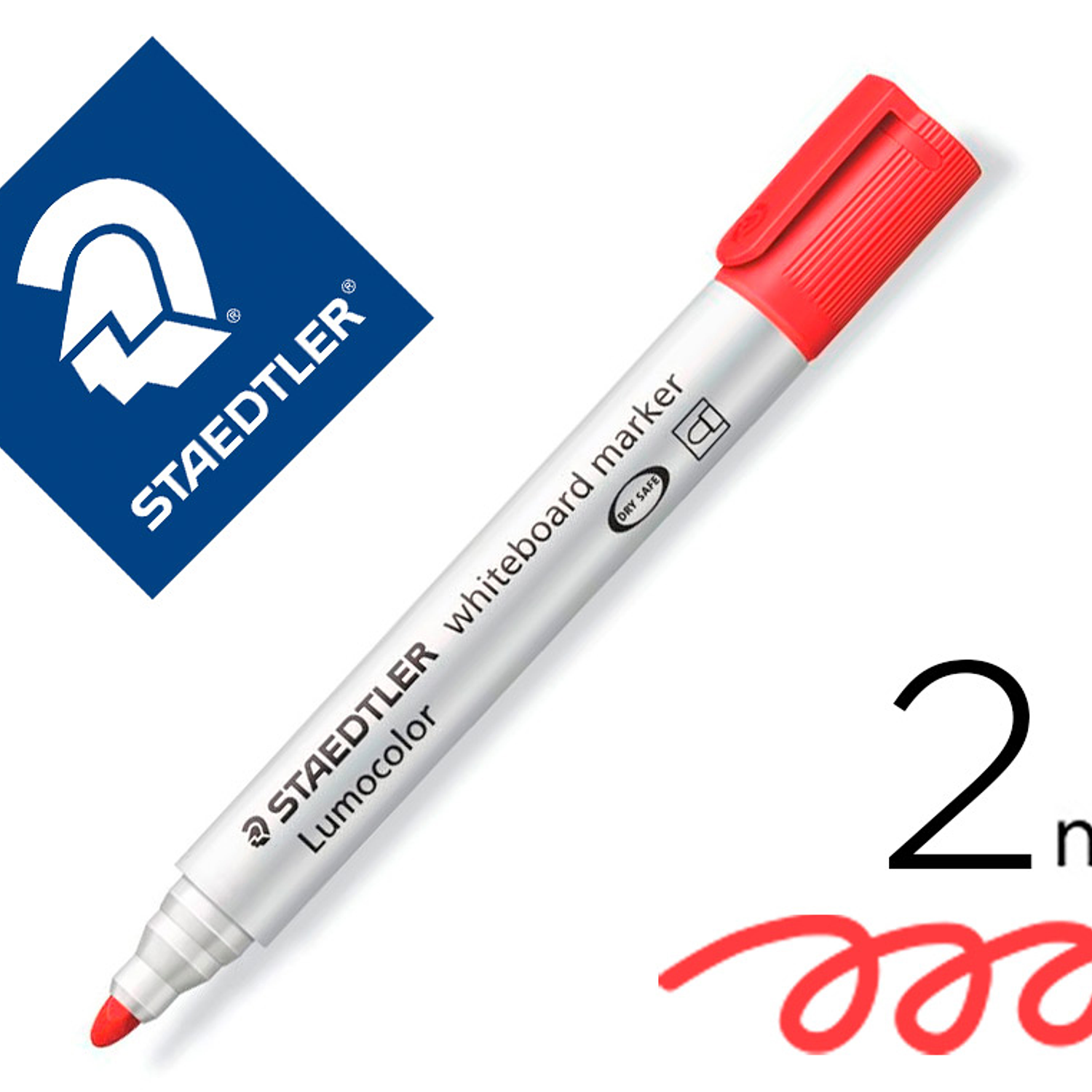 Marcador staedtler lumocolor 351 para quadro branco ponta redonda 2 mm cor vermelho 3