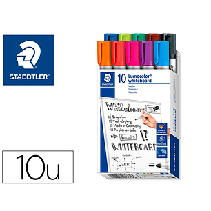 Marcador staedtler lumocolor 351 para quadro branco ponta redonda 2 mm estojo de 10 unidades cores sortidas