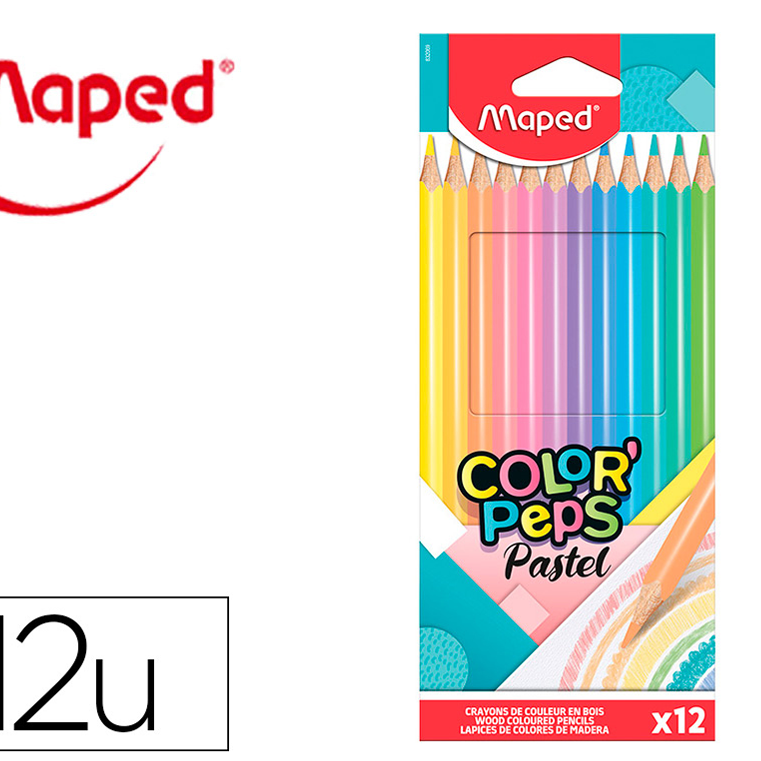 Lapis de cor maped color peps caixa de 12 cores pastel sortidas 1