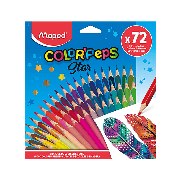 Lapis de cor maped color peps star caixa de 72 cores sort...
