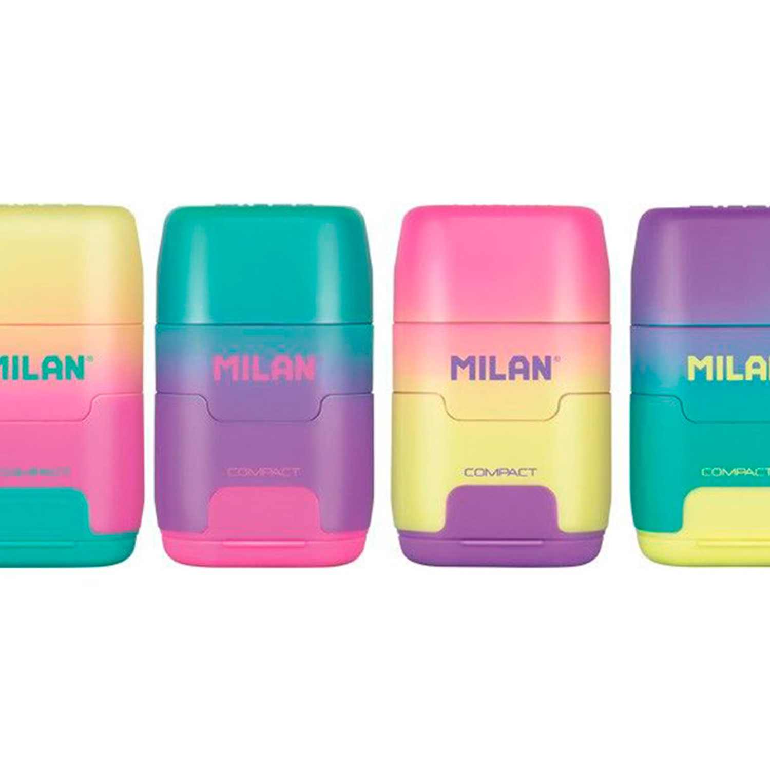 Apara lapis milan compact sunset plastico 2 usos com borracha cores sortidas 2