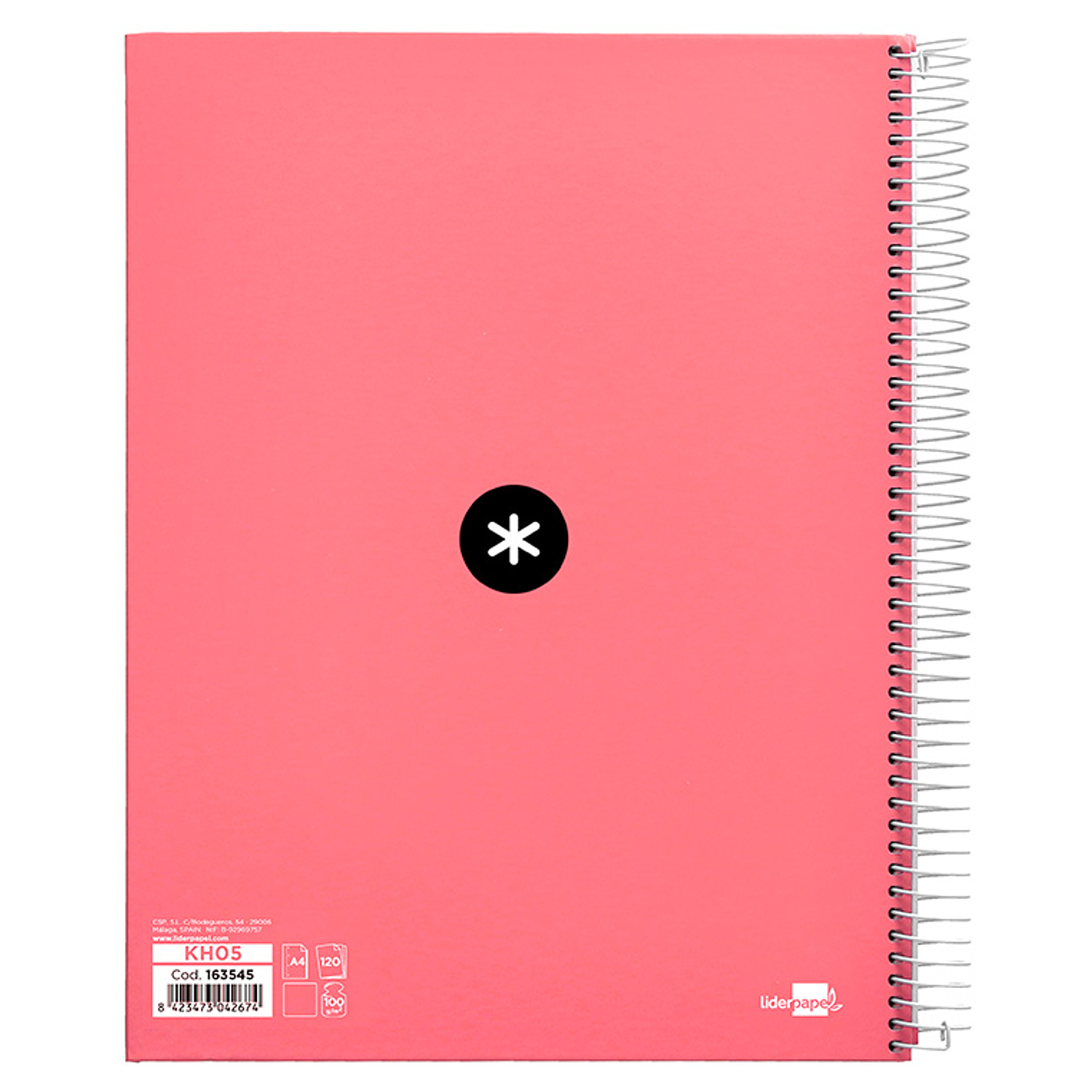 Caderno espiral liderpapel din a4 antartik capa forrada 120 f 100 gr liso 5 bandas cor coral 2