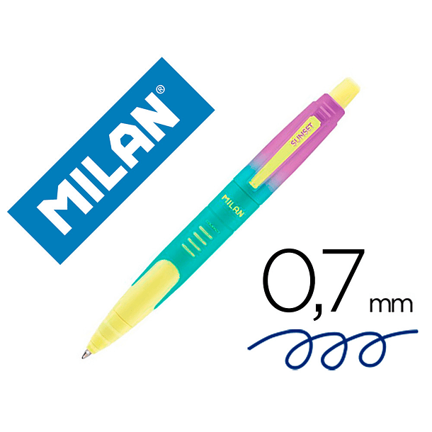 Esferografica milan compact sunset retratil tinta azul ponta 1 mm cores sortidas 3